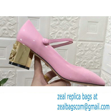Dolce  &  Gabbana Heel 6.5cm Patent Leather Mary Janes Pink with DG Karol Heel 2021